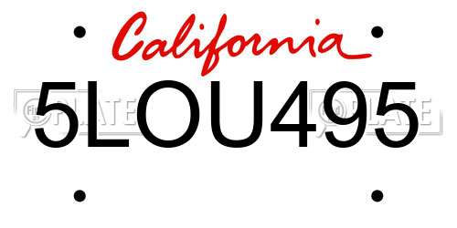 5LOU495 California License Plate