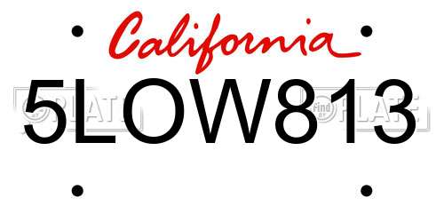 5LOW813 California License Plate
