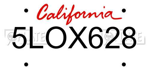 5LOX628 California License Plate