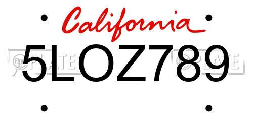 5LOZ789 California License Plate