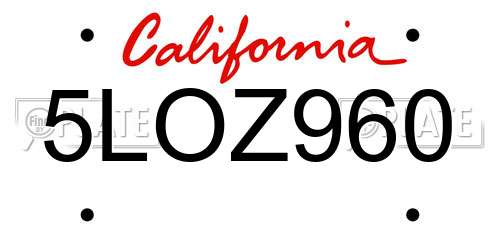 5LOZ960 California License Plate