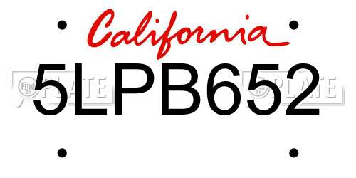 5LPB652 California License Plate