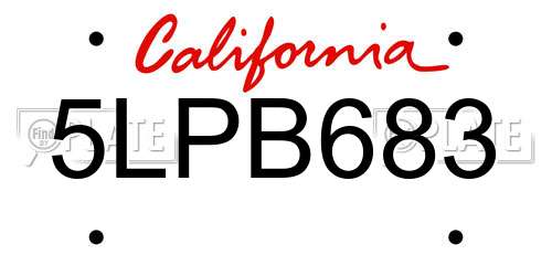 5LPB683 California License Plate