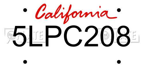 5LPC208 California License Plate
