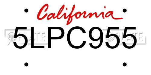 5LPC955 California License Plate
