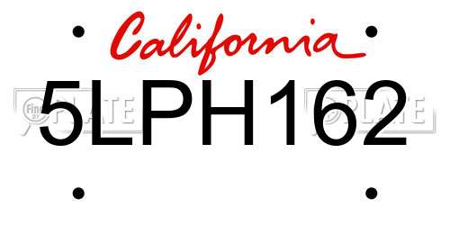 5LPH162 California License Plate