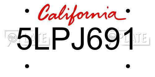 5LPJ691 California License Plate