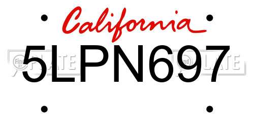 5LPN697 California License Plate