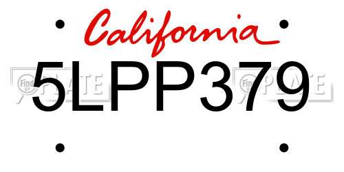 5LPP379 California License Plate