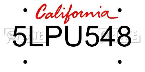 5LPU548 California License Plate