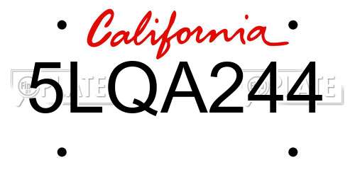 5LQA244 California License Plate