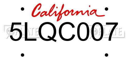 5LQC007 California License Plate