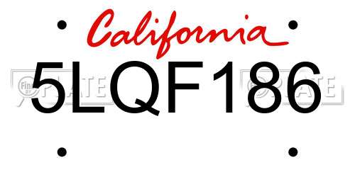 5LQF186 California License Plate