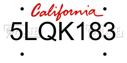 5LQK183 California License Plate