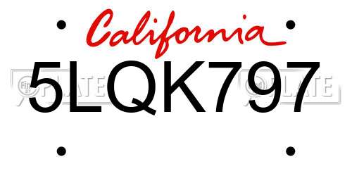5LQK797 California License Plate