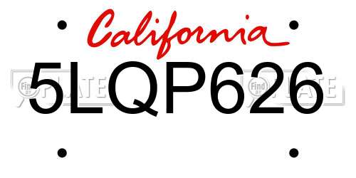 5LQP626 California License Plate