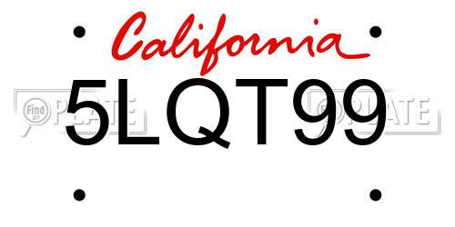5LQT99 California License Plate