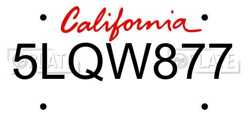 5LQW877 California License Plate
