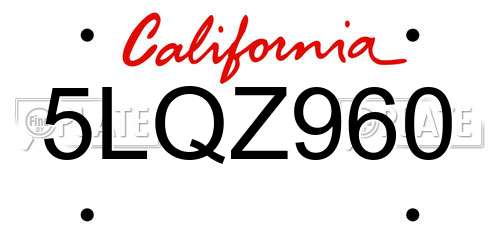 5LQZ960 California License Plate