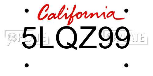 5LQZ99 California License Plate