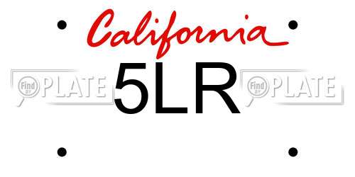 5LR California License Plate