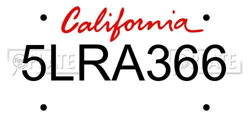 5LRA366 California License Plate