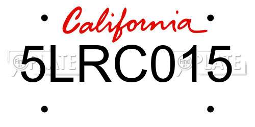 5LRC015 California License Plate
