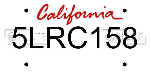 5LRC158 California License Plate