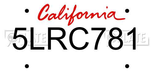 5LRC781 California License Plate