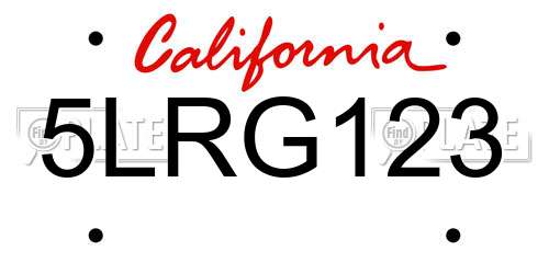 5LRG123 California License Plate