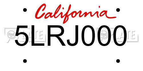 5LRJ000 California License Plate
