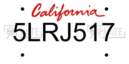 5LRJ517 California License Plate