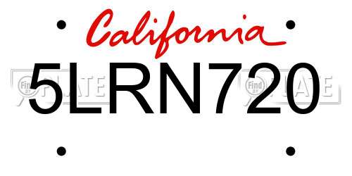 5LRN720 California License Plate
