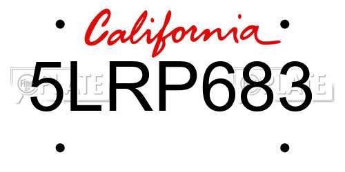 5LRP683 California License Plate