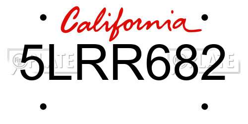 5LRR682 California License Plate