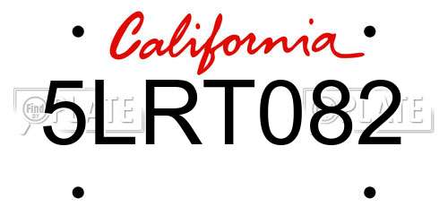 5LRT082 California License Plate