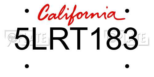 5LRT183 California License Plate
