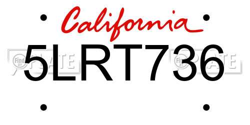 5LRT736 California License Plate