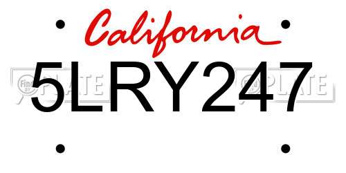 5LRY247 California License Plate