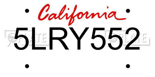 5LRY552 California License Plate