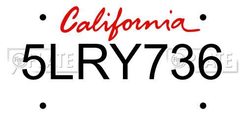 5LRY736 California License Plate