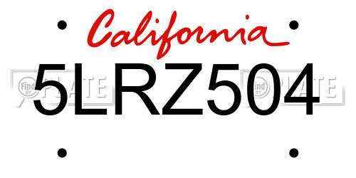 5LRZ504 California License Plate