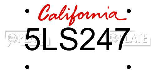 5LS247 California License Plate