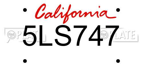 5LS747 California License Plate