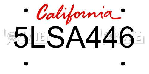 5LSA446 California License Plate