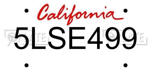 5LSE499 California License Plate
