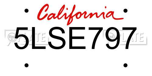 5LSE797 California License Plate