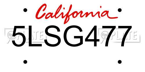 5LSG477 California License Plate