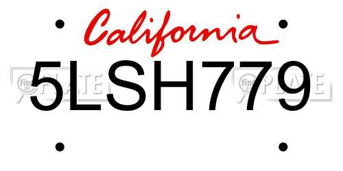 5LSH779 California License Plate