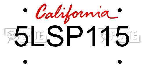 5LSP115 California License Plate